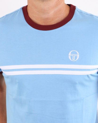 Sergio Tacchini Supermac T-Shirt Himmelblau / Weinrot