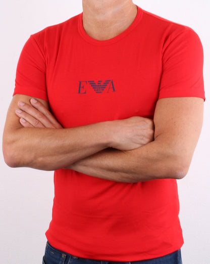 Emporio Armani T-Shirt mit Monogramm Rot