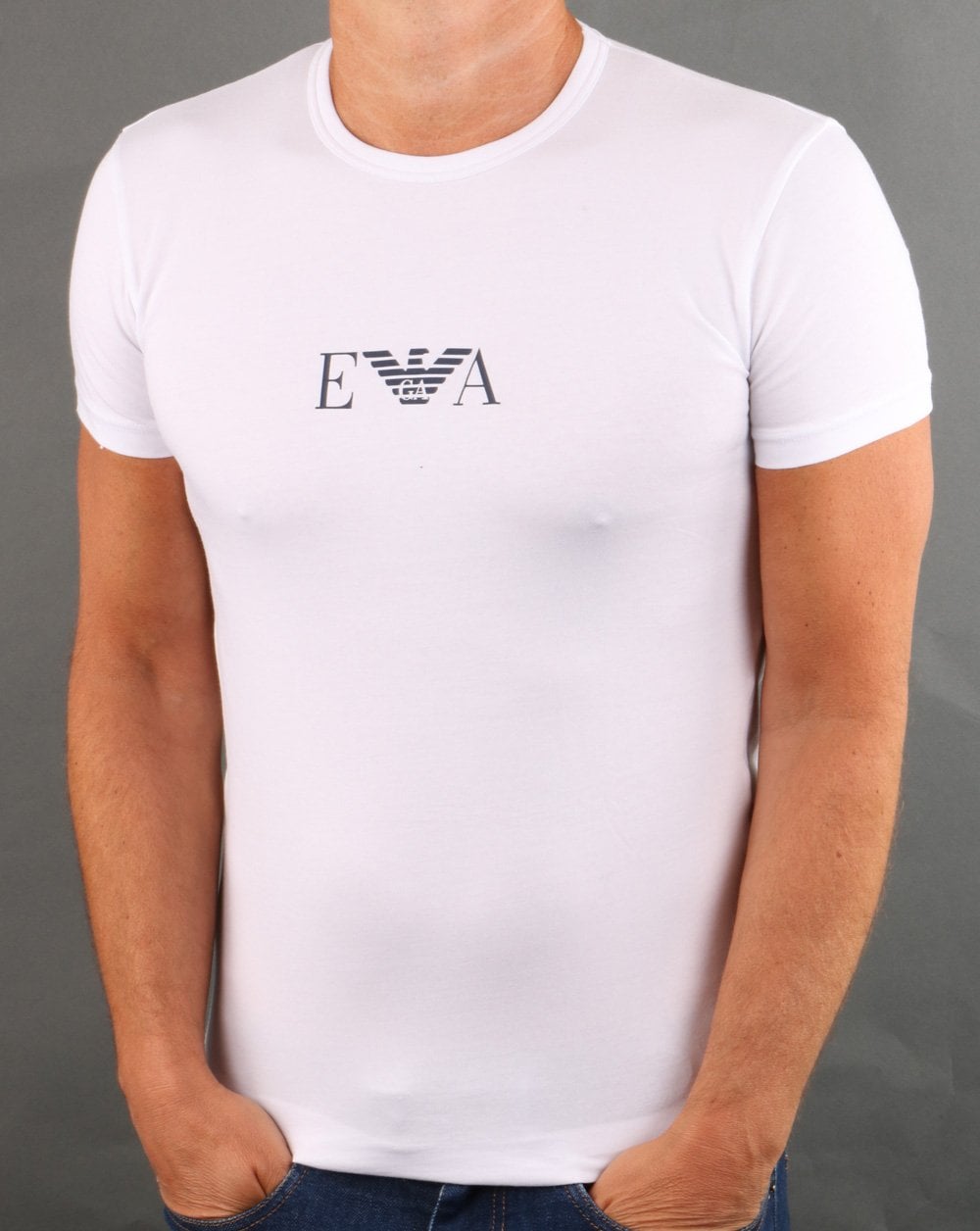Emporio Armani – Loungewear-T-Shirt mit Monogramm in Weiß