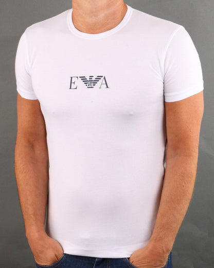 Emporio Armani – Loungewear-T-Shirt mit Monogramm in Weiß