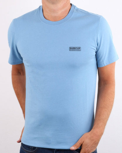 Barbour International – T-Shirt mit kleinem Logo in Cool Blue