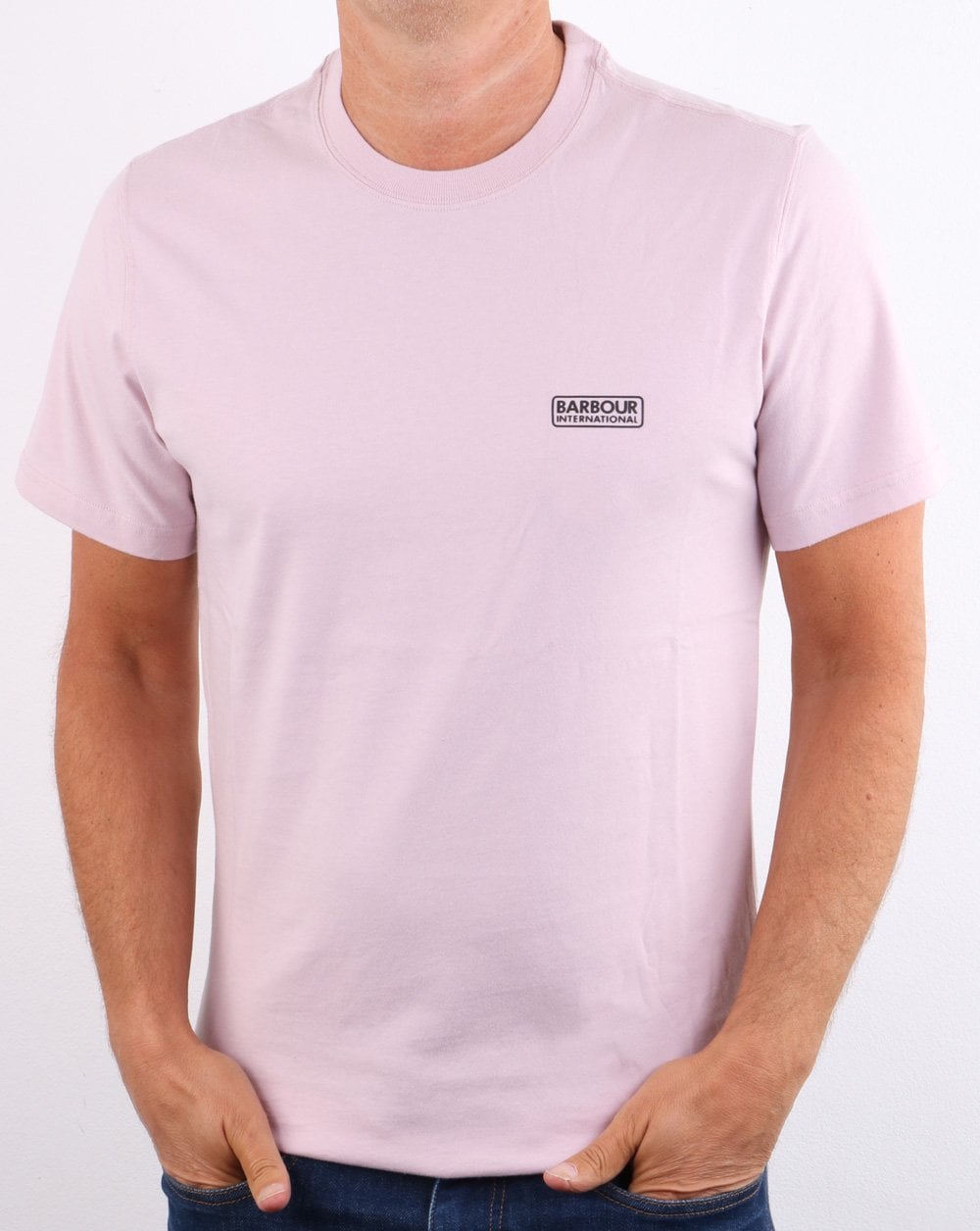 Barbour International – T-Shirt mit kleinem Logo in Staubrosa