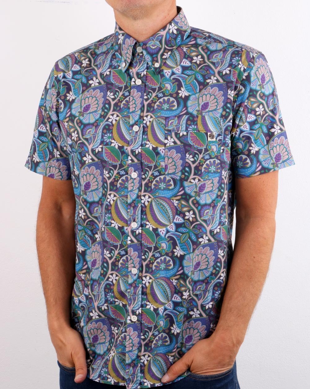 Pretty Green Liberty Hemd Marineblau
