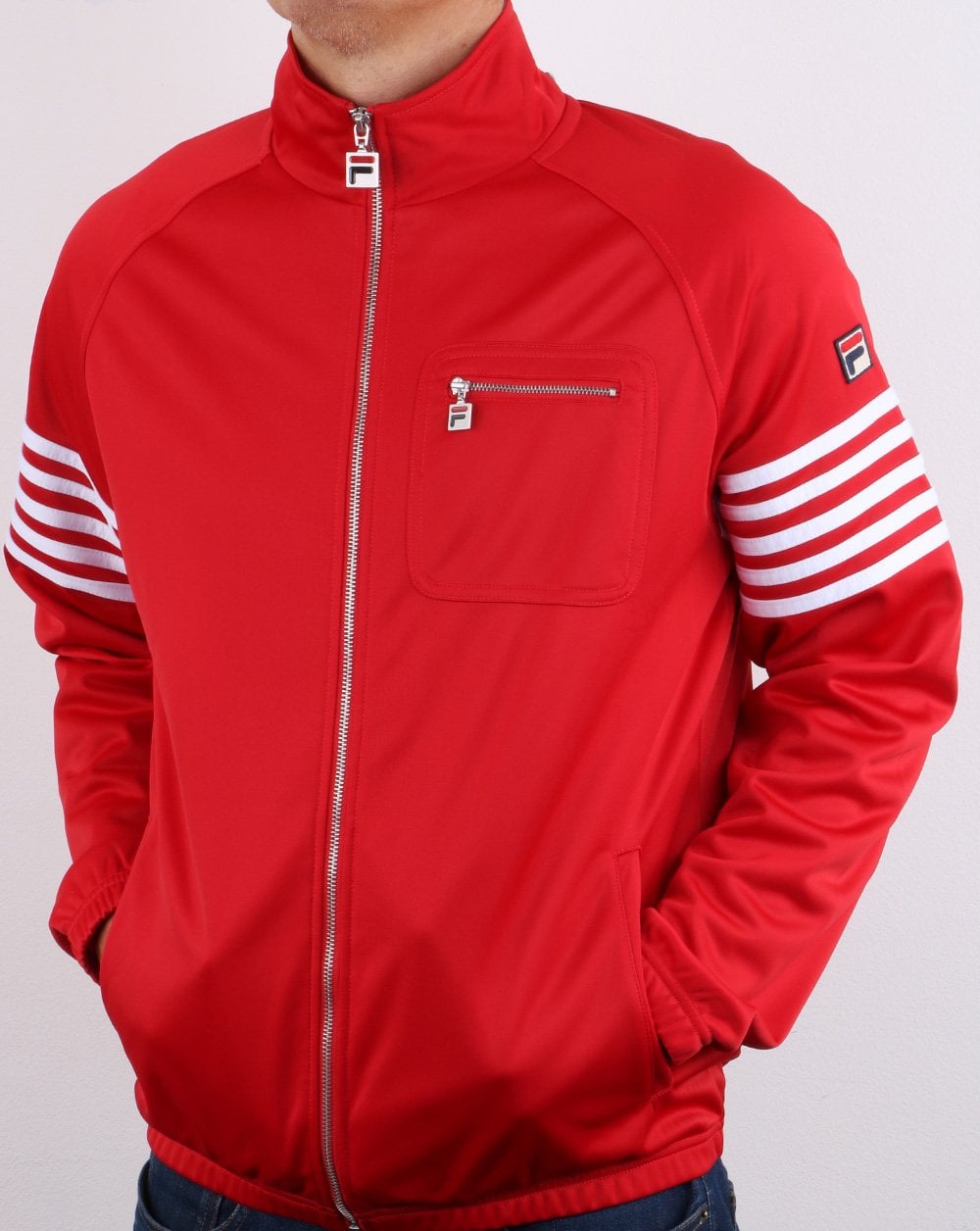 Fila Vintage 5-Streifen-Trainingsjacke Rot/Weiß