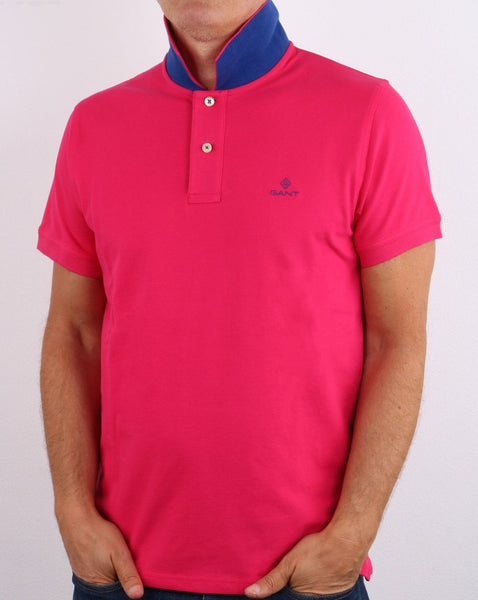 Gant Contrast Collar Polo Shirt Pink/Blue