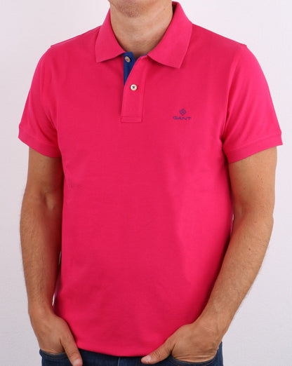 Gant Poloshirt mit Kontrastkragen Pink/Blau