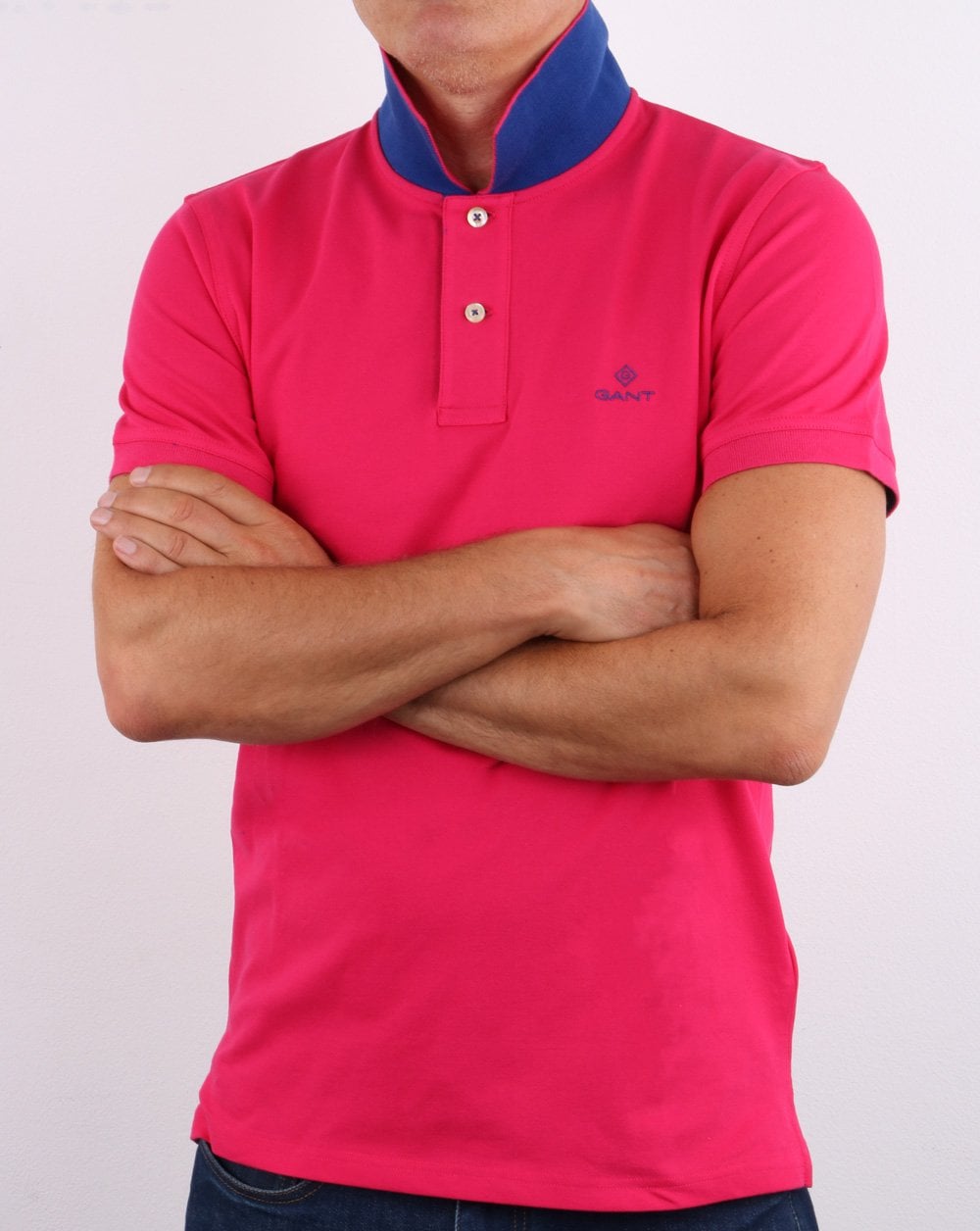 Gant Poloshirt mit Kontrastkragen Pink/Blau