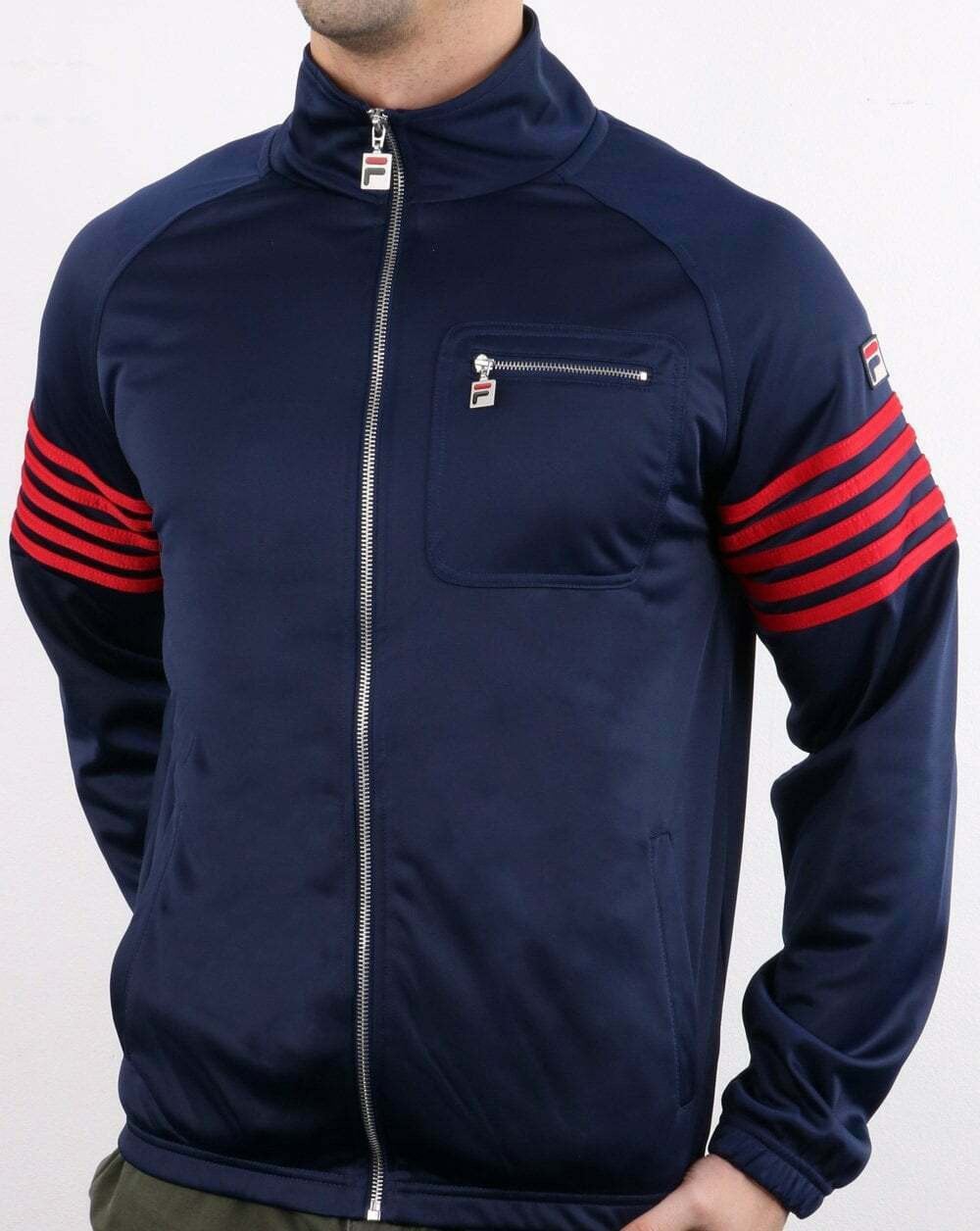 Fila Vintage 5-Streifen-Trainingsjacke Marineblau/Rot
