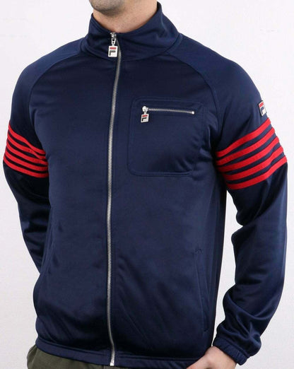 Fila Vintage 5-Streifen-Trainingsjacke Marineblau/Rot
