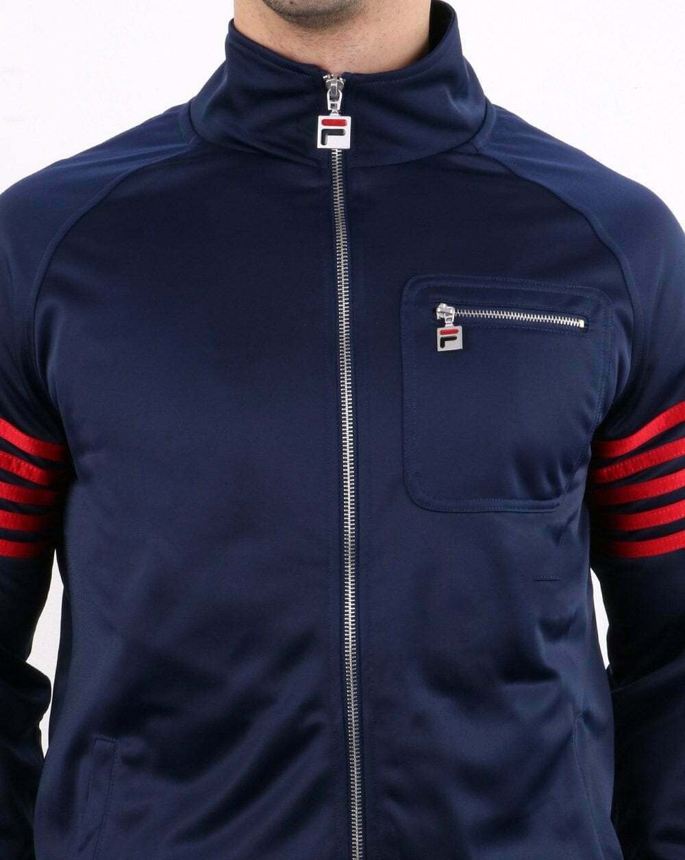 Fila Vintage 5 Stripe Track Top Navy/red