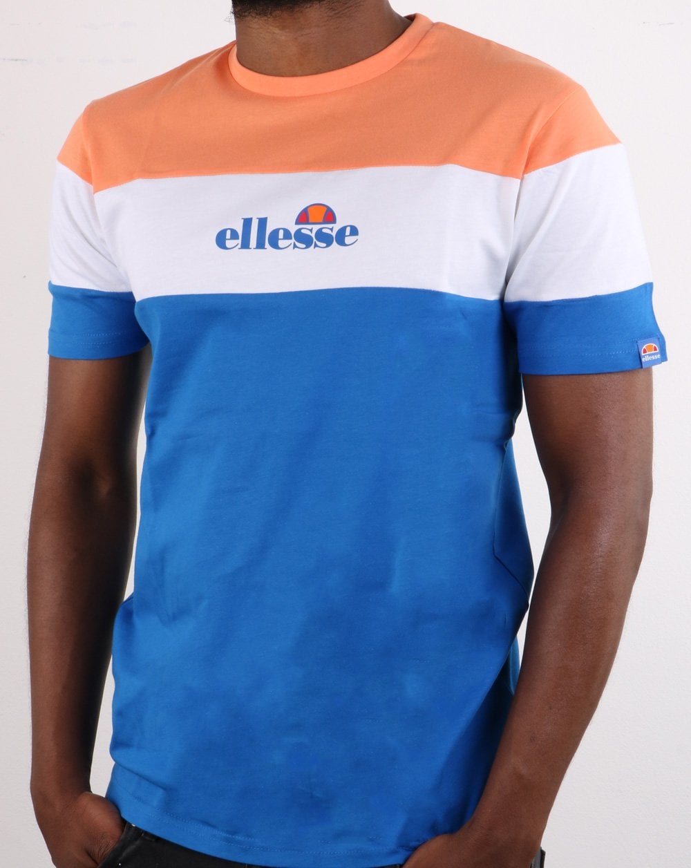 Ellesse Block T-Shirt Koralle, Weiß, Blau