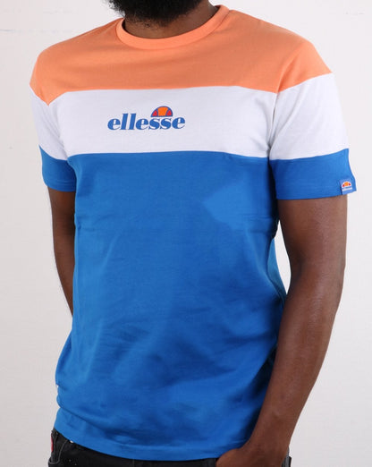 Ellesse Block T-Shirt Koralle, Weiß, Blau