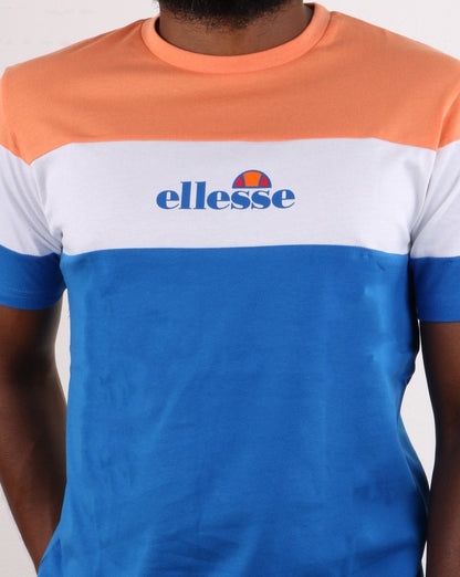 Ellesse Block T-Shirt Koralle, Weiß, Blau