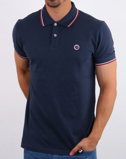 Pretty Green – Poloshirt mit Streifen in Marineblau