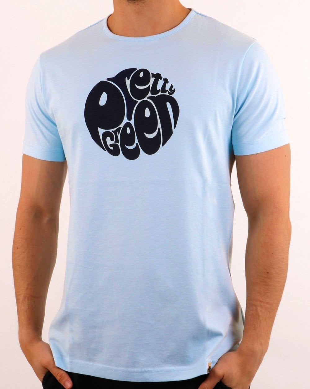 Pretty Green – 80er-Jahre-Casuals-T-Shirt, Himmelblau