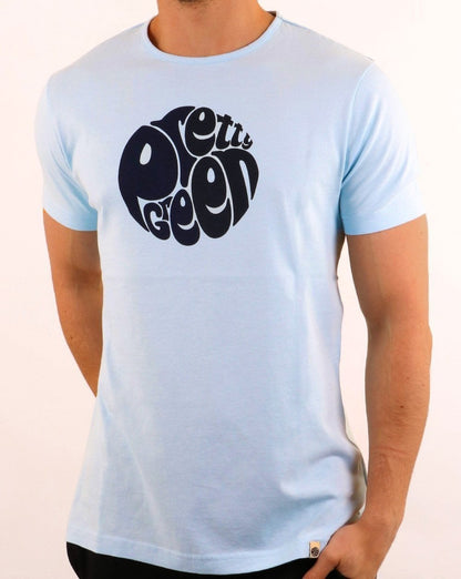 Pretty Green – 80er-Jahre-Casuals-T-Shirt, Himmelblau