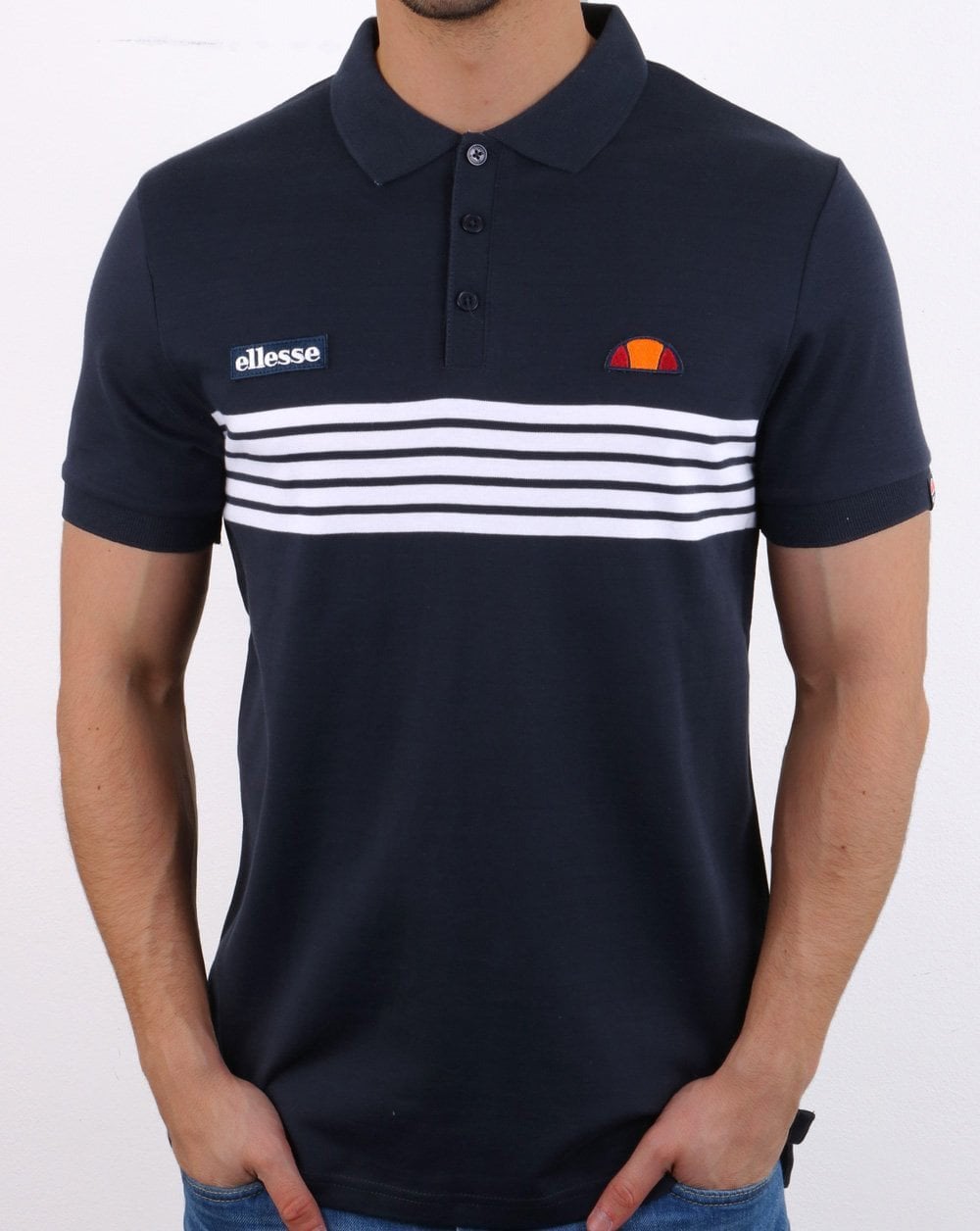 Ellesse Vilas Stripe Polo Shirt Navy