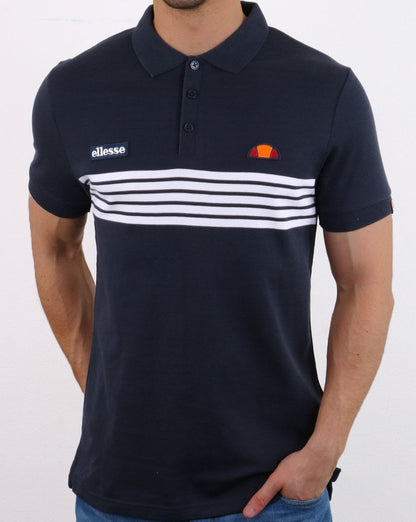 Ellesse – Vilas – Gestreiftes Poloshirt in Marineblau