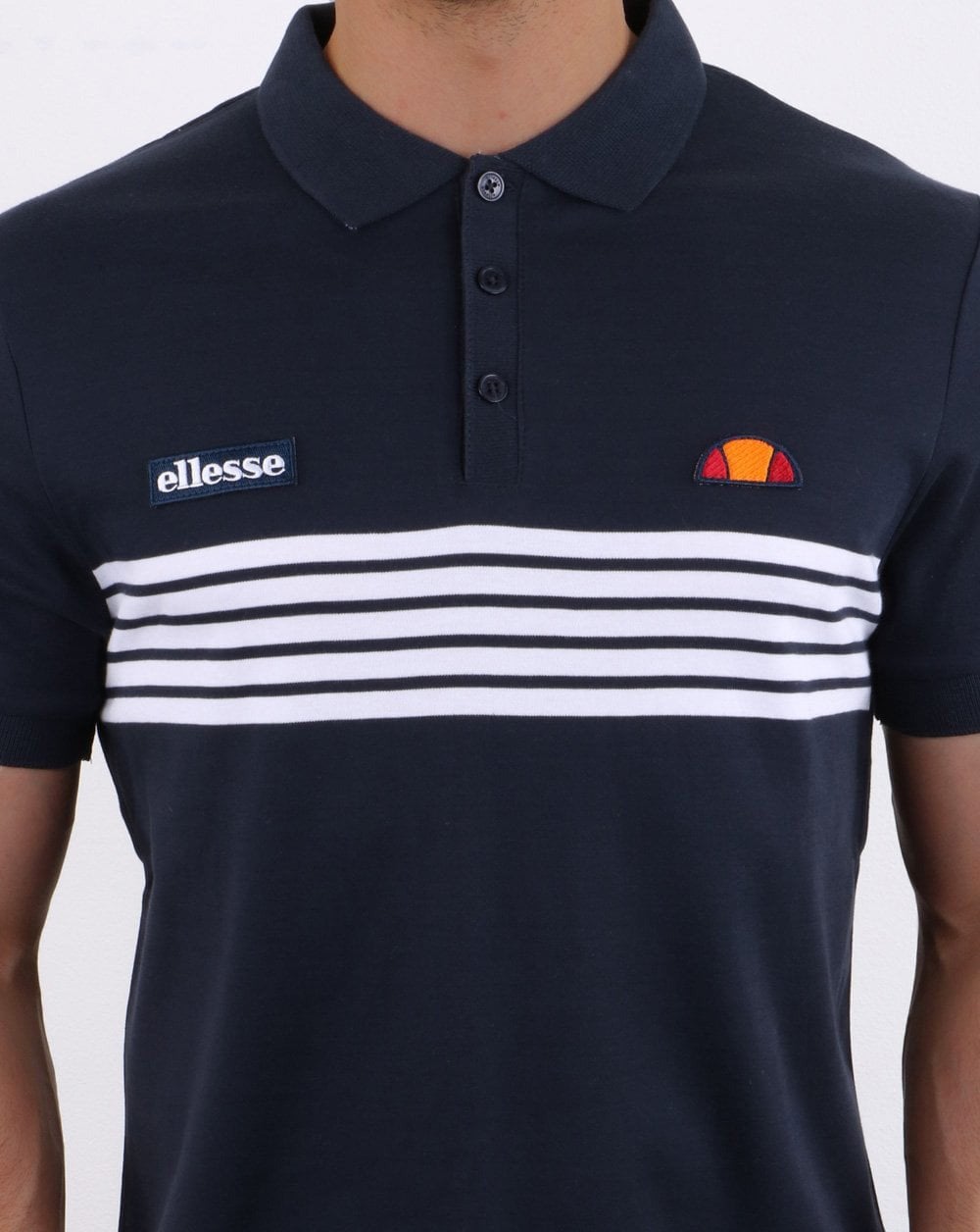 Ellesse – Vilas – Gestreiftes Poloshirt in Marineblau