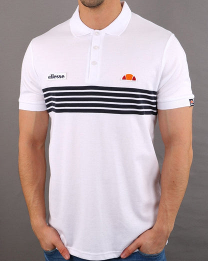 Ellesse – Vilas – Gestreiftes Poloshirt in Weiß