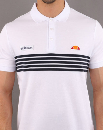 Ellesse – Vilas – Gestreiftes Poloshirt in Weiß