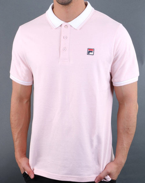 Fila Vintage Contrast Polo Shirt Pink