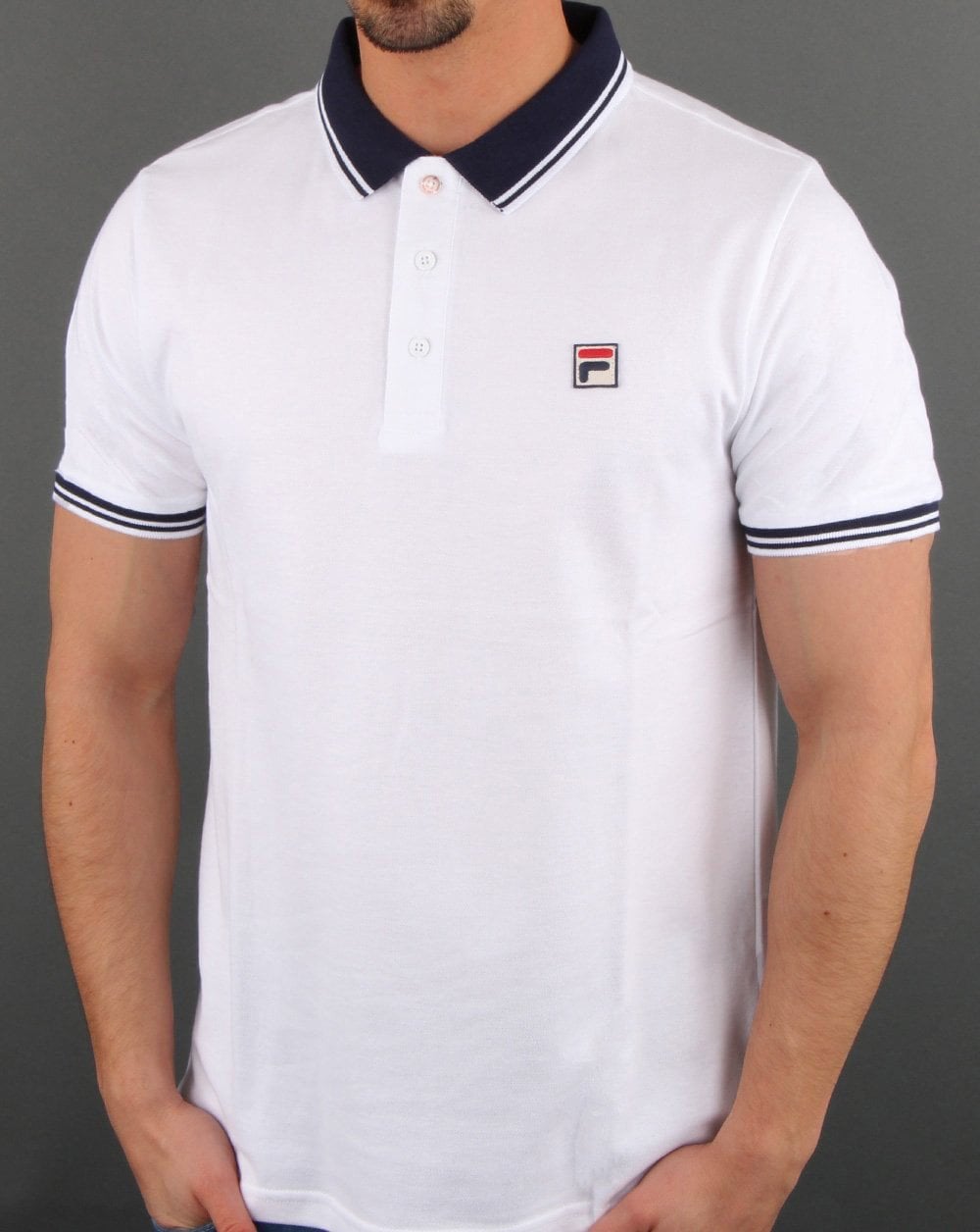 Fila Vintage Contrast Poloshirt Weiß/Marineblau