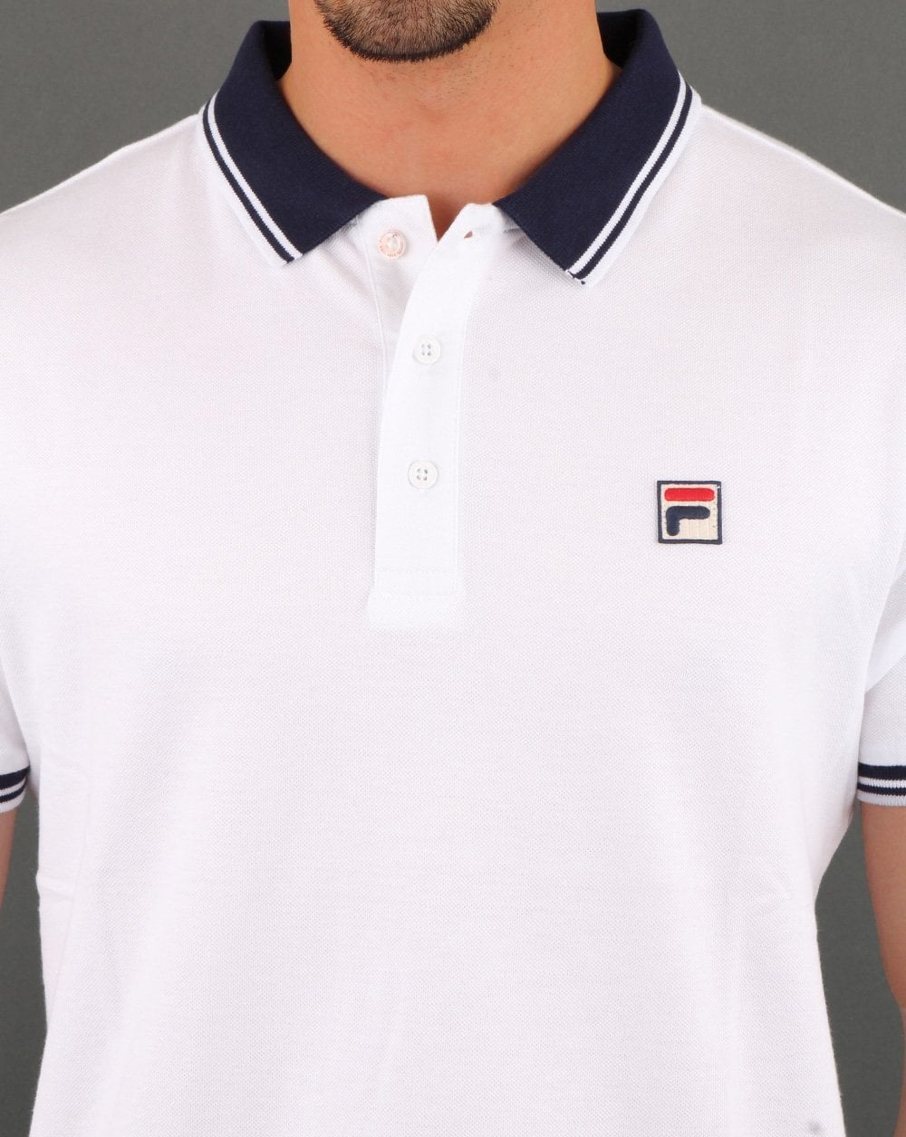 Fila Vintage Contrast Polo Shirt White/Navy
