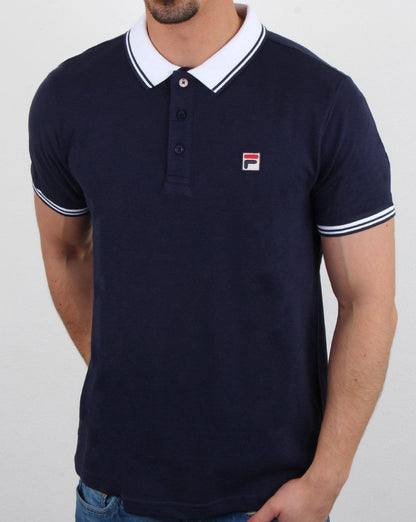 Fila Vintage Contrast Poloshirt Marineblau/Weiß