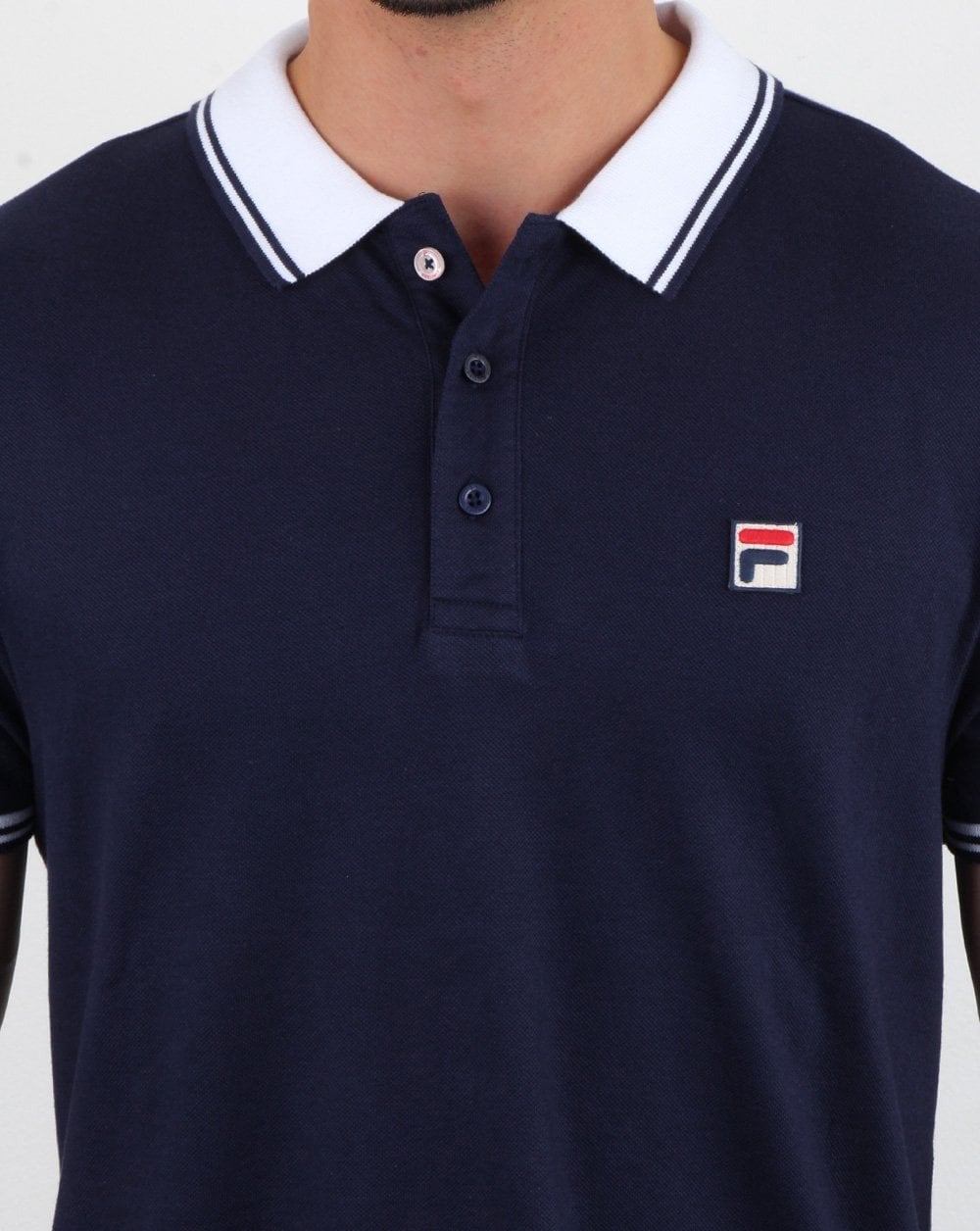 Fila Vintage Contrast Poloshirt Marineblau/Weiß