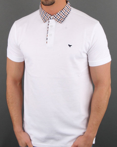 Weekend Offender Check Collared Polo Shirt White
