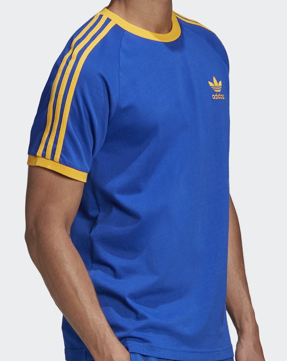 Adidas Originals 3-Streifen T-Shirt Königsblau/Goldgelb