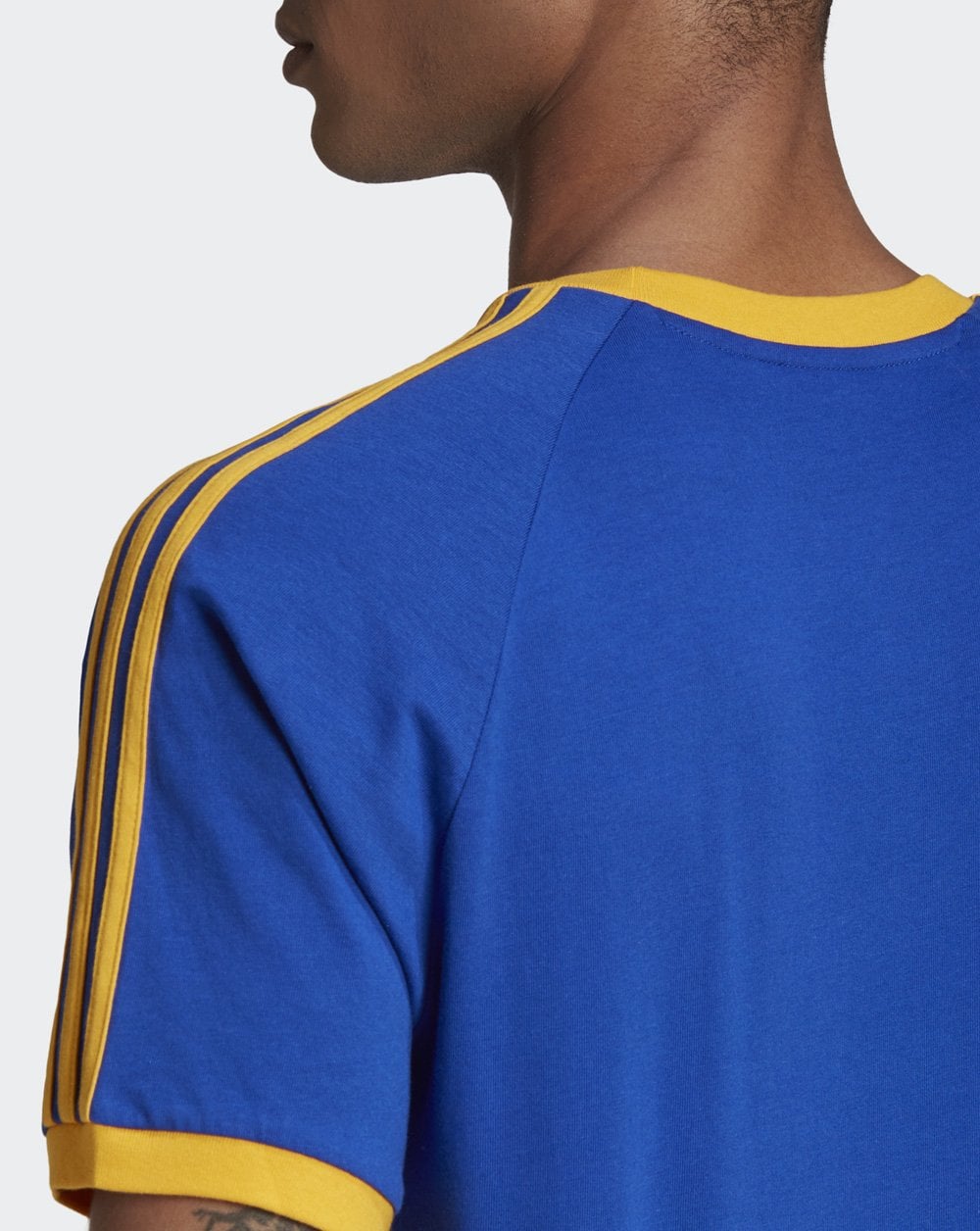 Adidas Originals 3 Stripes T Shirt Royal Blue/Golden Yellow