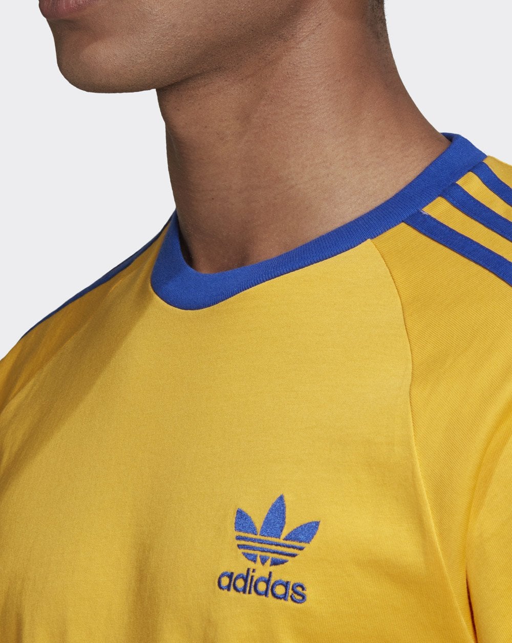 Adidas Originals 3 Stripes T Shirt Golden Yellow/Royal