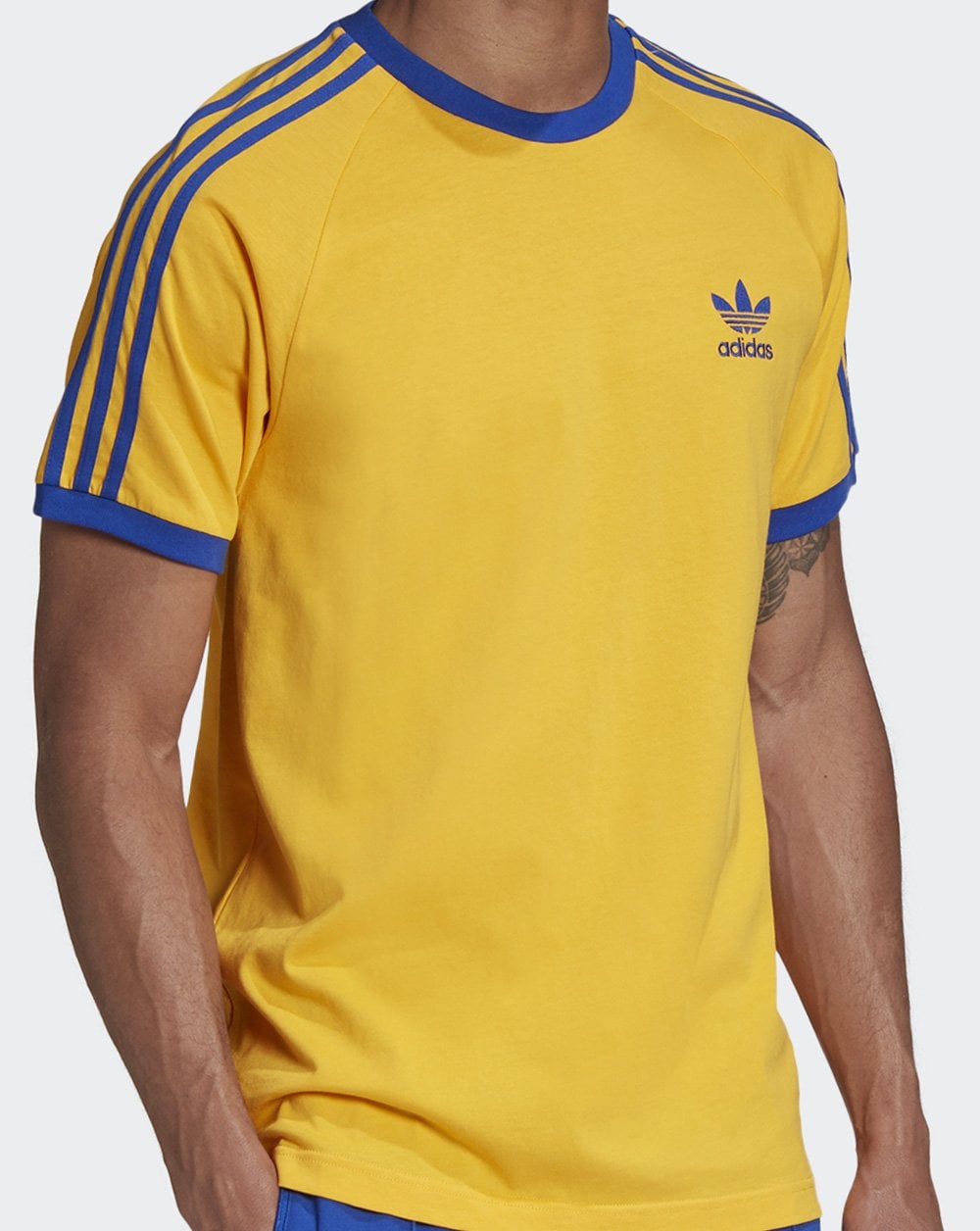 Adidas Originals 3 Stripes T Shirt Golden Yellow/Royal