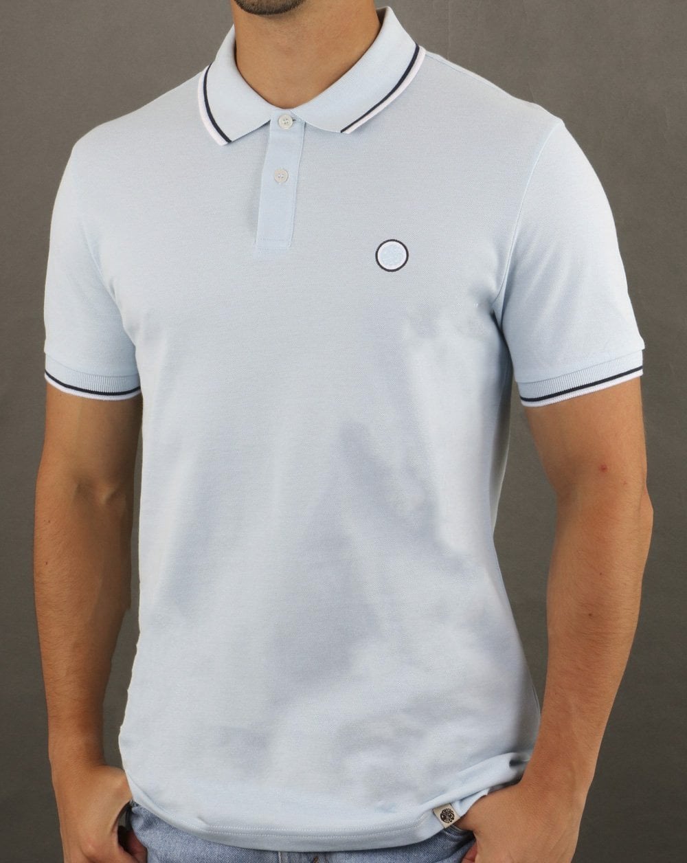Pretty Green Poloshirt mit Streifen in Hellblau