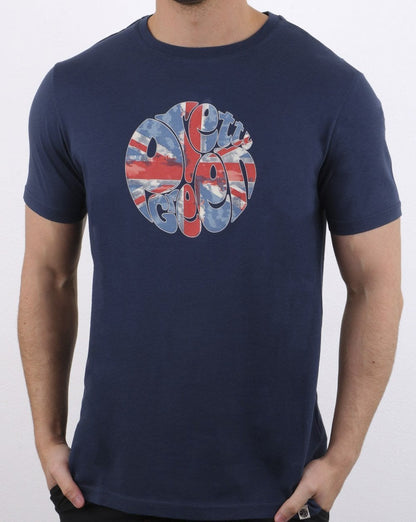 Pretty Green 80s Casuals UJ T-Shirt Marineblau