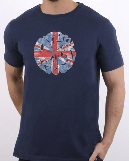 Pretty Green 80s Casuals UJ T-Shirt Marineblau