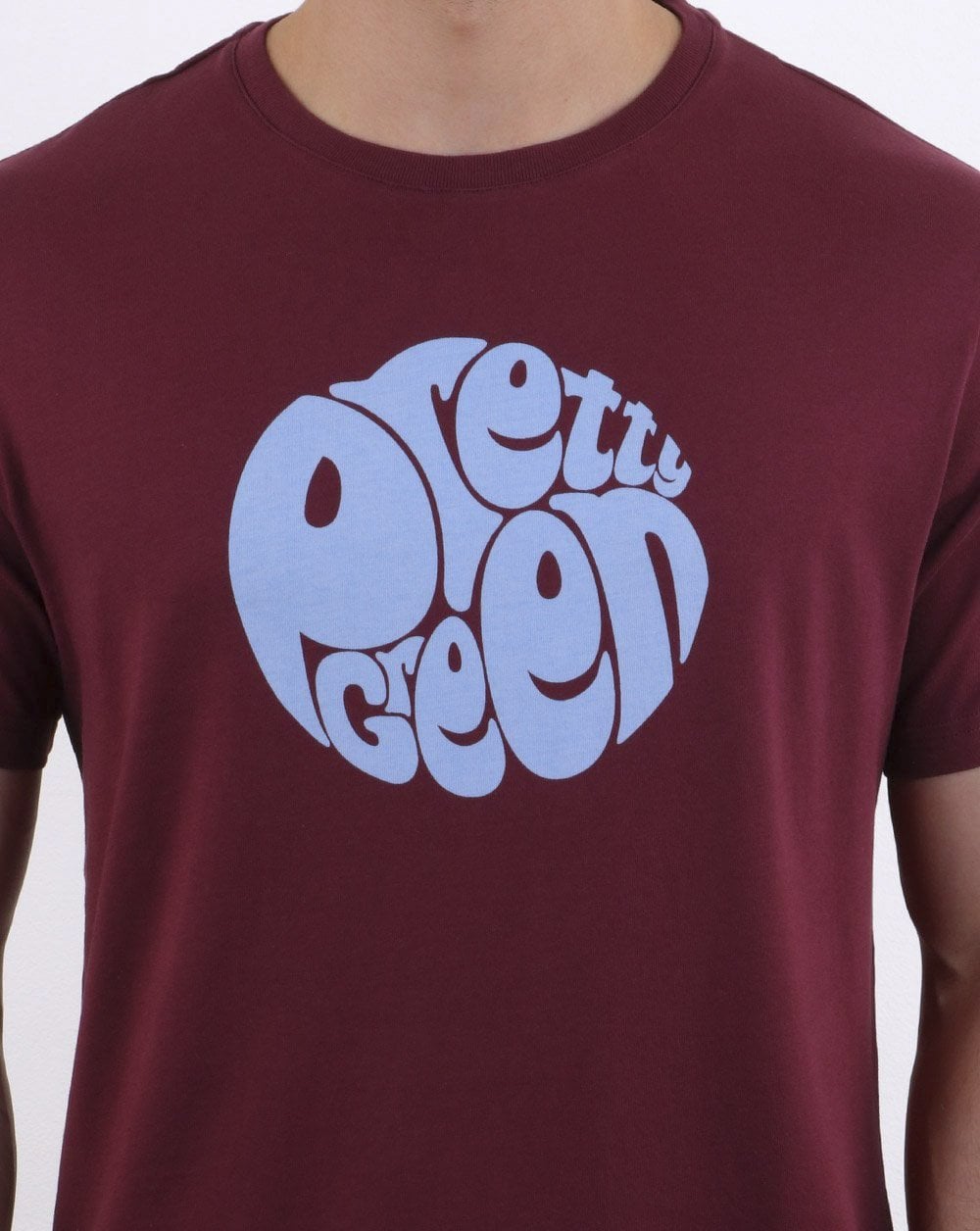 Pretty Green 80s Casual T-Shirt Weinrot/Himmelblau - exklusiv