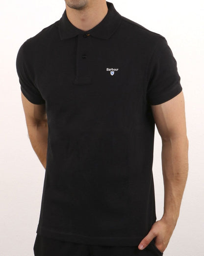 Barbour Tartan Piqué Polo Schwarz