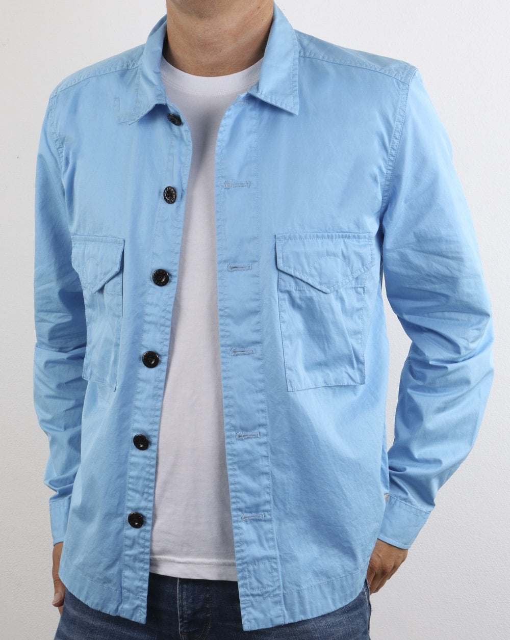 Pretty Green Connor Overshirt Light Blue