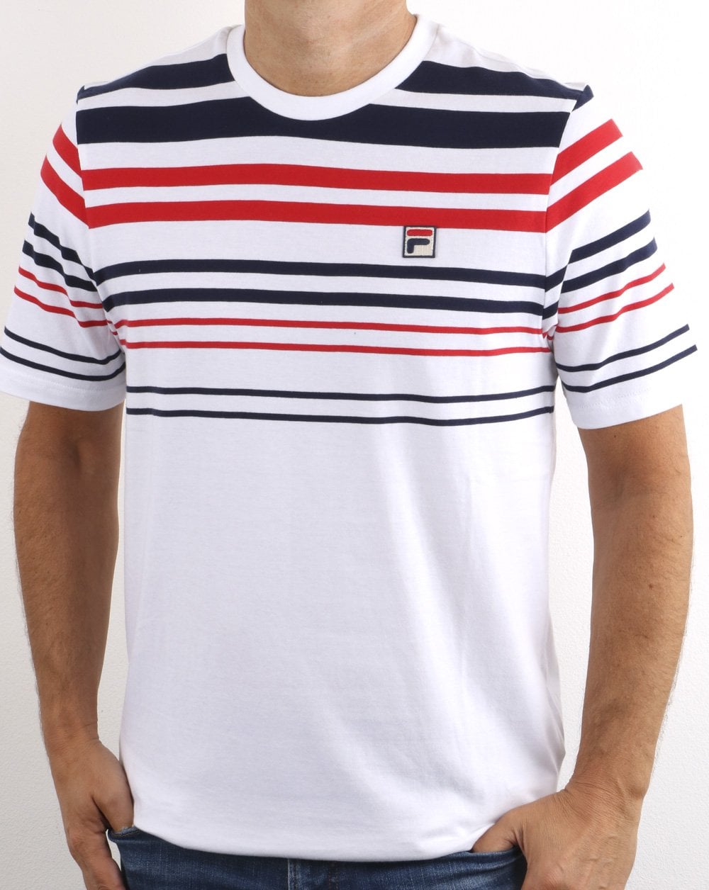 Fila Vintage Business T Shirt White/Navy/Red