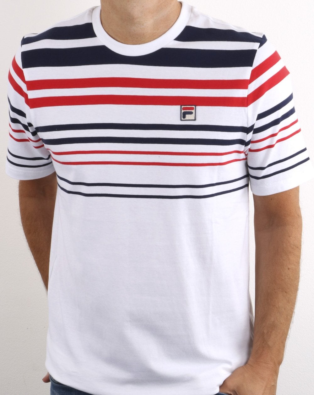 Fila Vintage Business T Shirt White/Navy/Red