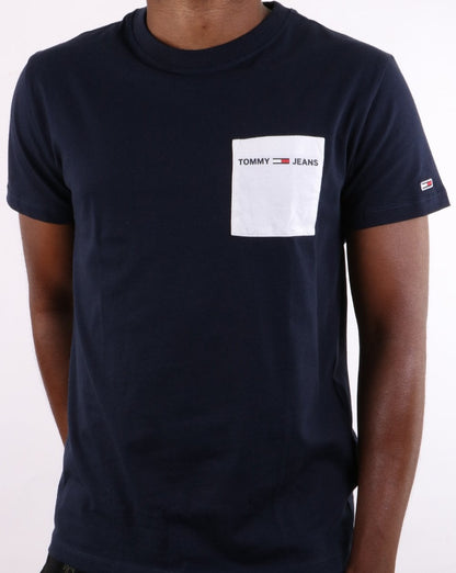 Tommy Hilfiger T-Shirt mit Kontrasttasche, Twilight Navy/Weiß