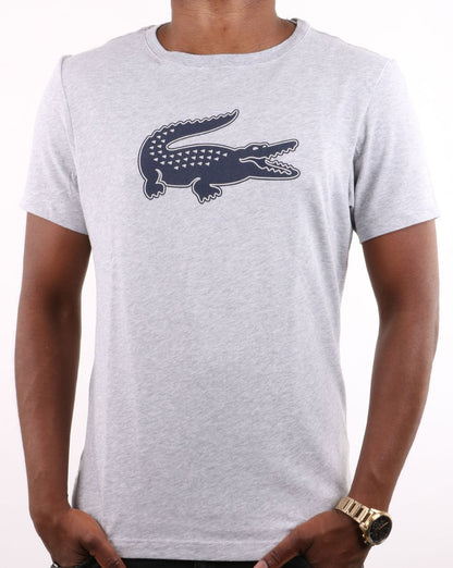 Lacoste Logo T-Shirt Silber Chine/Marineblau