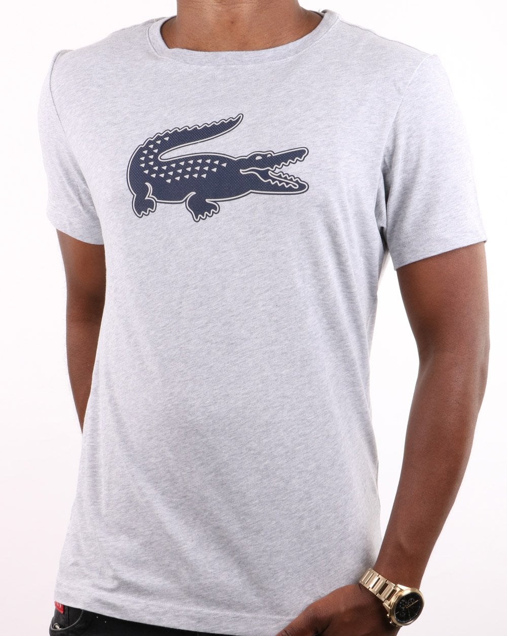 Lacoste Logo T-Shirt Silber Chine/Marineblau