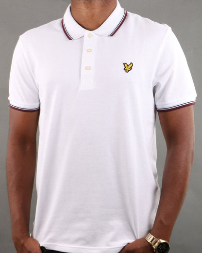 Lyle And Scott – Poloshirt mit Streifen in Weiß