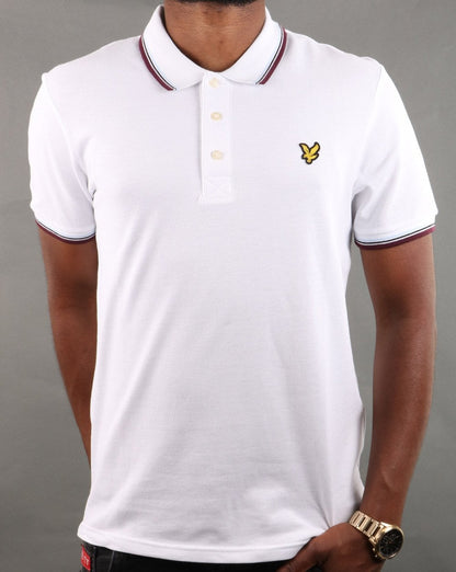 Lyle And Scott – Poloshirt mit Streifen in Weiß