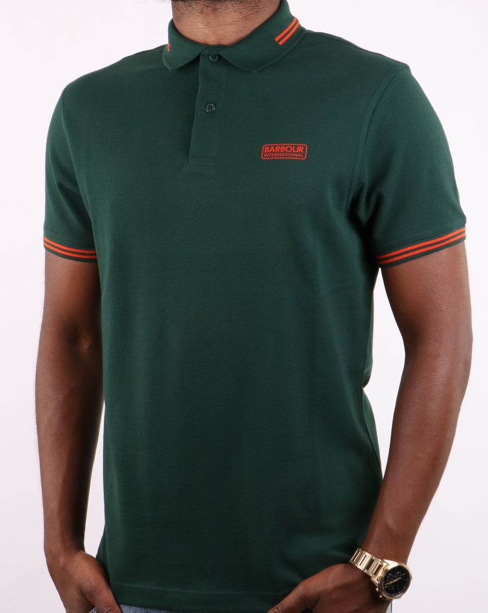 Barbour International Poloshirt mit Streifen in Grün