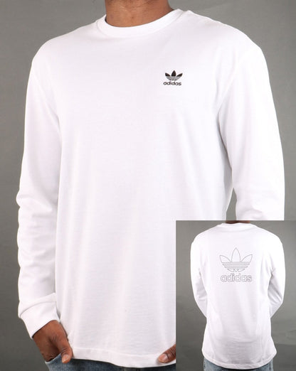 Adidas Originals – Langarm-T-Shirt mit Trefoil-Motiv in Weiß